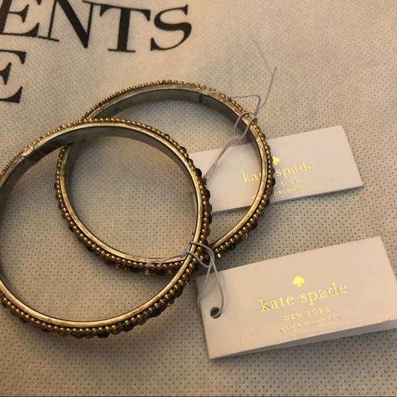 RARE Kate Spade Gold Gems Cubic Zirconia Elegant Edge Bangle Bracelet Petite New - Picture 14 of 16